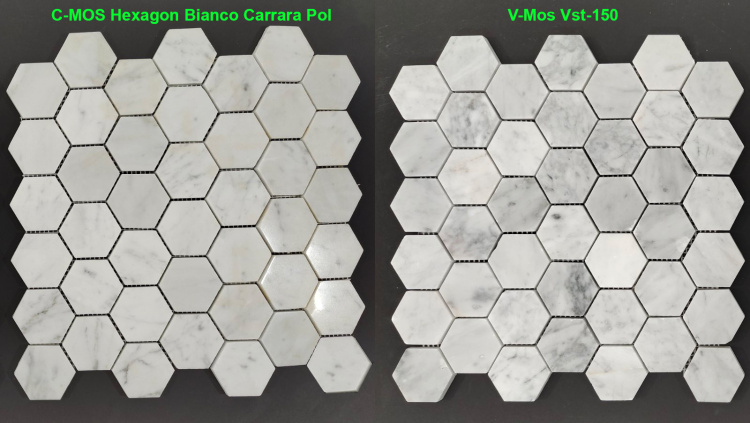 Мармурова мозаїка Mozaico de Lux C-MOS Hexagon Bianco Carrara Pol