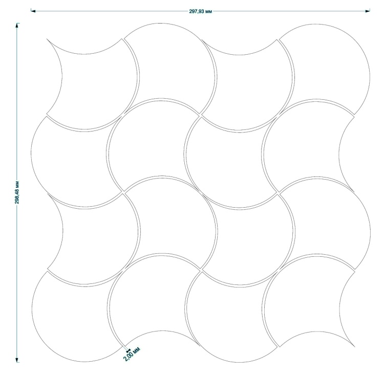Мозаика керамическая Kotto Ceramica SCALES SC X 6021 Black Mat  300 x 300 x 9  ( 93 x 87 ) 0,075 м2