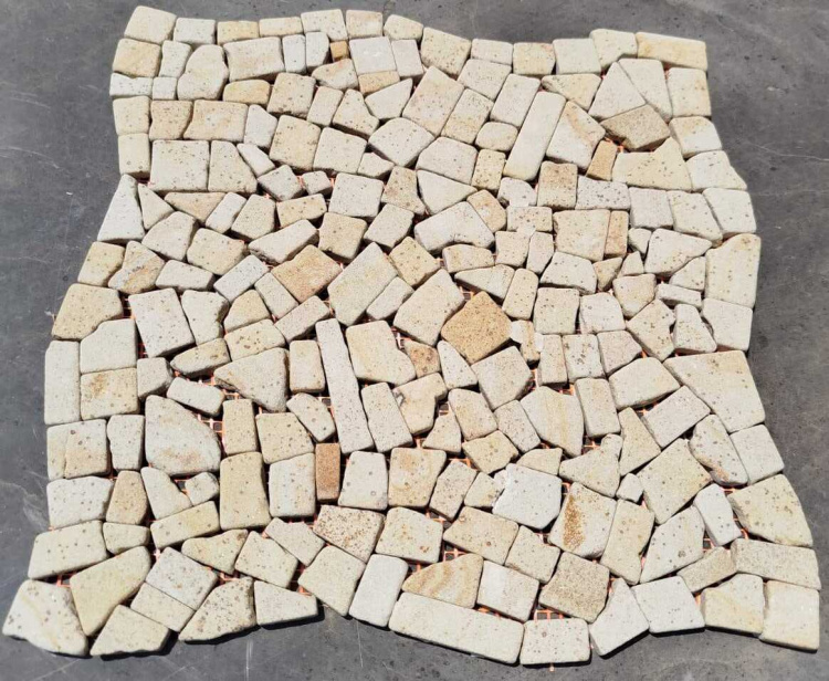 Мозаїка кам'яна KrimArt МКР-ХСВ Пісковик Голд бежева 305x305x6 мм для зони навколо води інтер'єру та фасаду