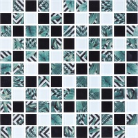 Мозаика стеклянная Kotto Ceramica GMP 0825021 С3 print 24/white/black     300 x 300 х 8   ( 25 х 25 )