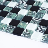 Мозаика стеклянная Kotto Ceramica GMP 0825021 С3 print 24/white/black     300 x 300 х 8   ( 25 х 25 )
