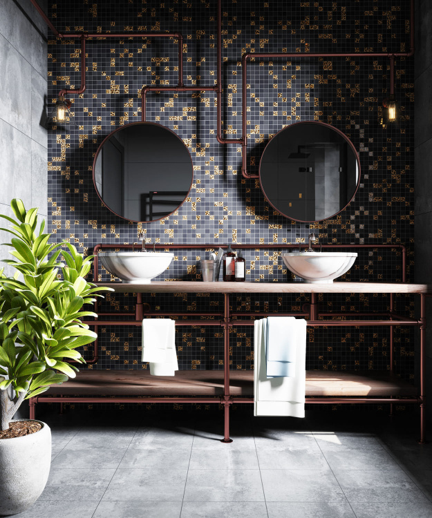 Мозаика стеклянная Kotto Ceramica GMP 0825043 С2 print 41/black mat 300 x 300 х 8 ( 25 х 25 )