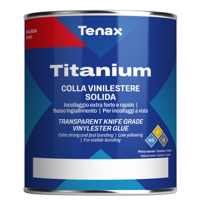 Клей вінілефірний Tenax Titanium neutro прозорий 1 л густий жаростійкий для каменю та кераміки