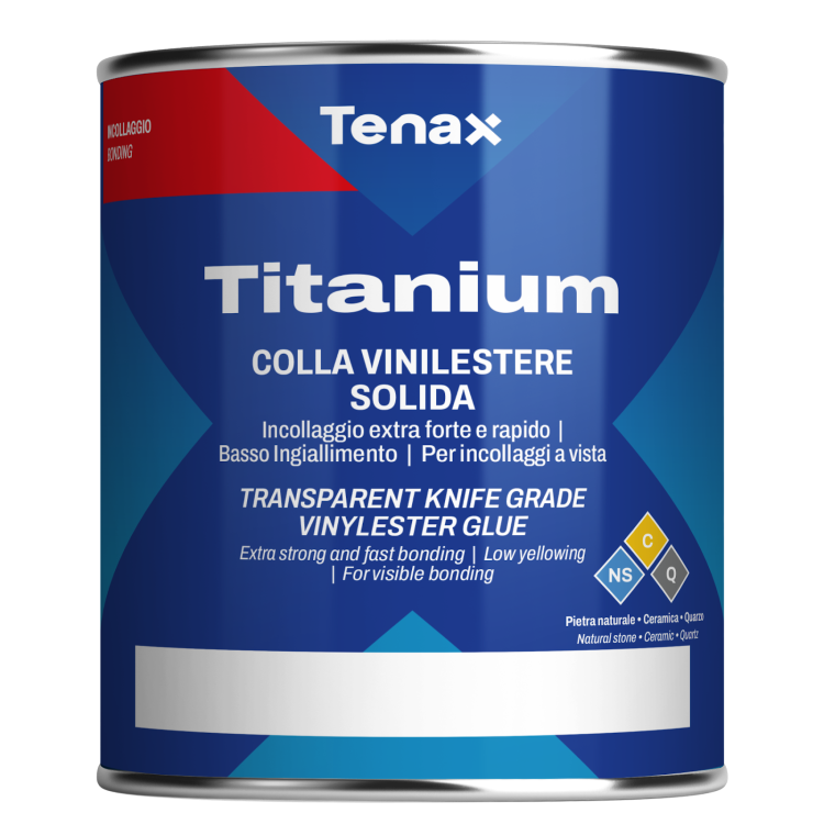Клей вінілефірний Tenax Titanium neutro прозорий 1 л густий жаростійкий для каменю та кераміки