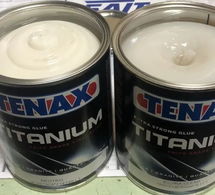 Клей вінілефірний Tenax Titanium neutro прозорий 1 л густий жаростійкий для каменю та кераміки