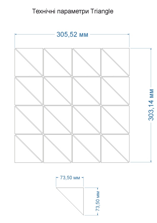 Мозаика керамическая Kotto Ceramica TRIANGLE RT 69002 С2 White/print 51 300x300x9  (73x73)