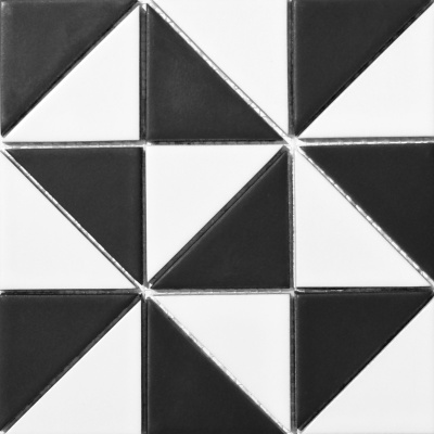 Мозаика керамическая Kotto Ceramica TRIANGLE RT XX2 69001 White/Black Mat 300x300x9  (73x73)