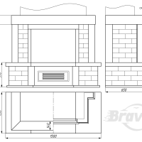 Портал для каміна Bravo Верона Rosso Asiago мармур + плитка Travertine червоний/бежевий прямий n1