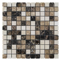 Мозаика из мрамора Полированная МКР-2П (23x23) Emperador Dark + Emperador Light + Crema Marfil
