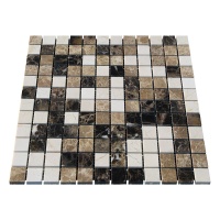 Мозаика из мрамора Полированная МКР-2П (23x23) Emperador Dark + Emperador Light + Crema Marfil
