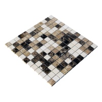 Мозаика из мрамора Полированная МКР-2П (23x23) Emperador Dark + Emperador Light + Crema Marfil