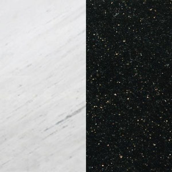 Портал для камина Bravo Техно Polaris мрамор + Black Galaxy гранит белый/черный угловой