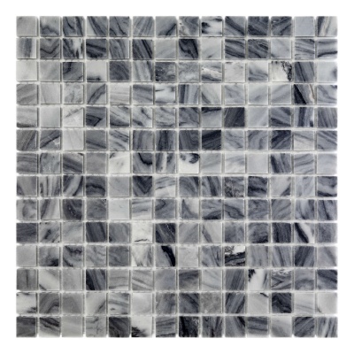 Мозаика из мрамора D-CORE ZM-8811M Grey Marble 20x20x4 (305x305) мм глянцевая на сетке