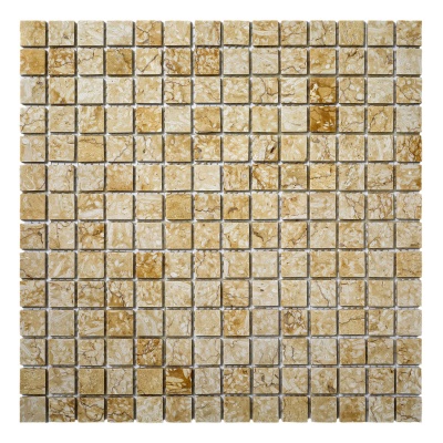 Мозаика из мрамора D-CORE ZM-8812M Giallo Marble 20x20x4 (305x305) мм глянцевая на сетке