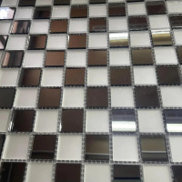Мозаїка дзеркальна DecorStoneHub Zs-2x2-GS графітова з сатином 274х274 мм шахова текстура для офісу