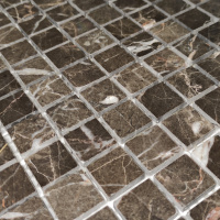 Мозаїка з мармуру D-CORE ZM-8813M Marron Emperador 20x20x4 (305x305) мм глянцева на сітці