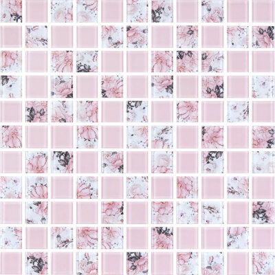 Мозаика стеклянная Kotto Ceramica GMP 0825008 С2 print 8/pink w   300 x 300 х 8   ( 25 х 25 )