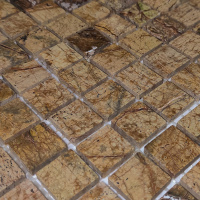 Мозаика из мрамора D-CORE ZM-8815M Bidasar Brown 20x20x4 (305x305) мм глянцевая на сетке