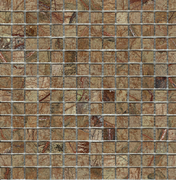 Мозаика из мрамора D-CORE ZM-8815M Bidasar Brown 20x20x4 (305x305) мм глянцевая на сетке