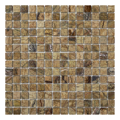Мозаика из мрамора D-CORE ZM-8815M Bidasar Brown 20x20x4 (305x305) мм глянцевая на сетке