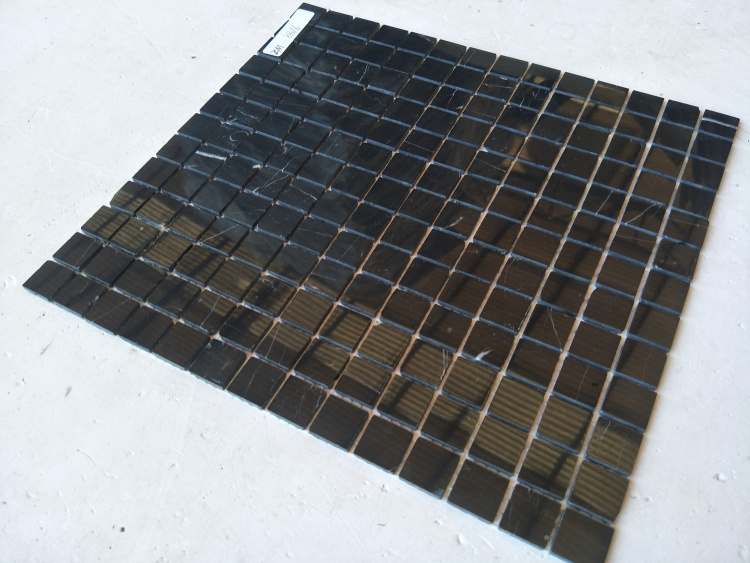Мозаика из мрамора D-CORE ZM-8816M Nero Marquina 20x20x4 (305x305) мм глянцевая на сетке