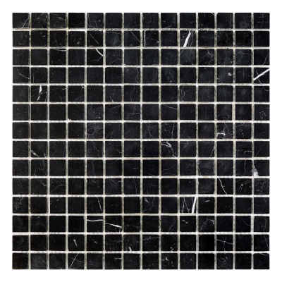 Мозаика из мрамора D-CORE ZM-8816M Nero Marquina 20x20x4 (305x305) мм глянцевая на сетке