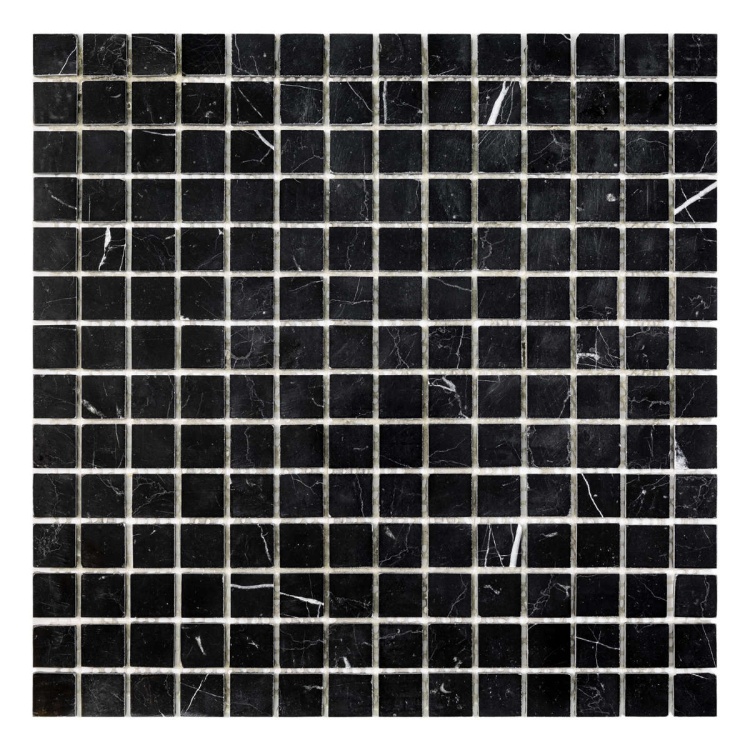 Мозаїка з мармуру D-CORE ZM-8816M Nero Marquina 20x20x4 (305x305) мм глянцева на сітці