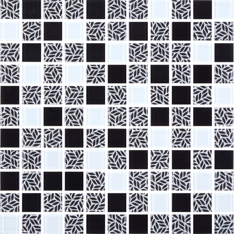 Мозаїка скляна Kotto Ceramica GMP 0825011 С3 print 10/black/white 300 x 300 х 8 ( 25 х 25 )