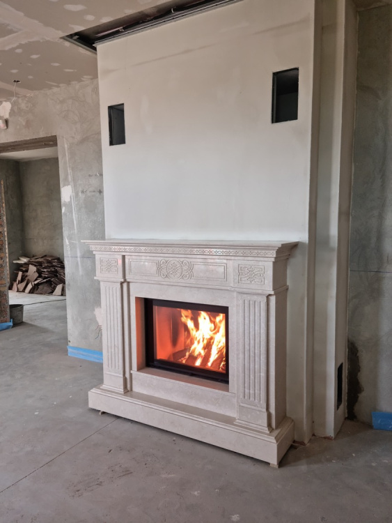 Портал для камина Bravo Александрия Botticino мрамор бежевый прямой