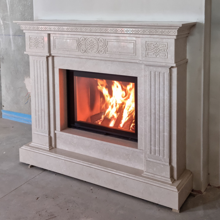 Портал для камина Bravo Александрия Botticino мрамор бежевый прямой