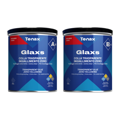 Клей епоксідний Tenax Glaxs (A+B) прозорий 2 кг, гелеподібний морозостійкий нежовтіючий для каменю, агломерату, кераміки