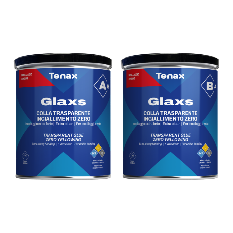 Клей епоксідний Tenax Glaxs (A+B) прозорий 2 кг, гелеподібний морозостійкий нежовтіючий для каменю, агломерату, кераміки