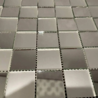 Мозаїка дзеркальна DecorStoneHub Zs-3838-SZ срібляста з сатином 318х318 мм шаховий стиль для офсісу