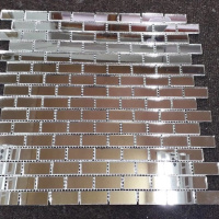 Мозаїка дзеркальна DecorStoneHub Zs-brik-Z срібляста 338х318 мм цегляна кладка для спальні та ванної