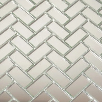 Мозаїка дзеркальна DecorStoneHub Zs-el-Z срібляста 308х294 мм паркет ялинка для вітальні та офісів