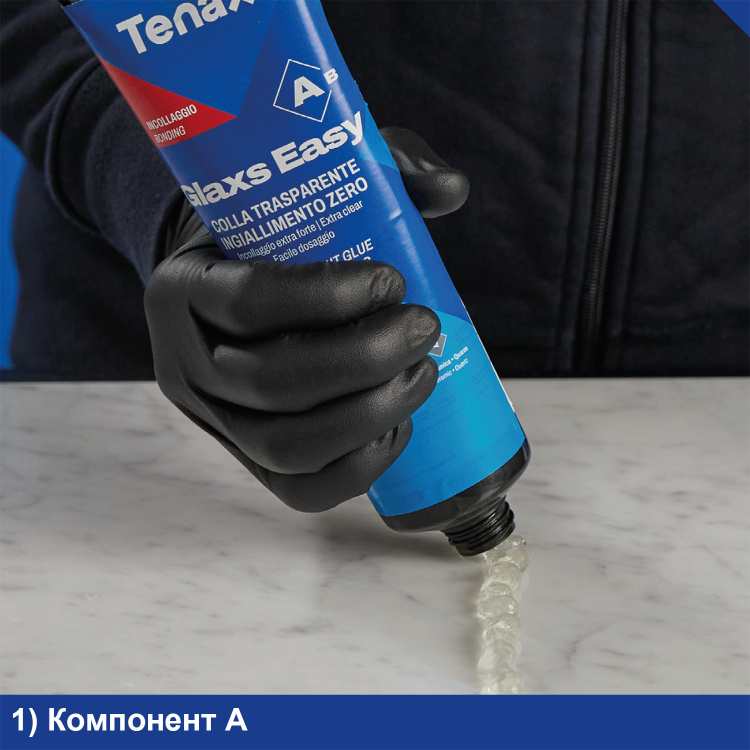 Клей епоксидний Tenax Glaxs Easy A+B прозорий 600 г нежовтіючий для каменю кварцу кераміки