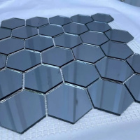 Мозаїка дзеркальна DecorStoneHub Zs-hex-G графітова 304х303 мм шестикутник для оформлення камінів