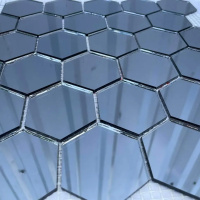 Мозаїка дзеркальна DecorStoneHub Zs-hex-G графітова 304х303 мм шестикутник для оформлення камінів