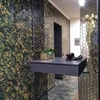 Мозаїка дзеркальна DecorStoneHub Zs-hex-G графітова 304х303 мм шестикутник для оформлення камінів