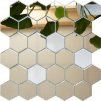 Мозаїка дзеркальна DecorStoneHub Zs-hex-ZS срібляста з сатином 304х303 мм шестигранник для колон