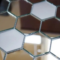 Мозаїка дзеркальна DecorStoneHub Zs-hex-ZS срібляста з сатином 304х303 мм шестигранник для колон