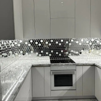 Мозаїка дзеркальна DecorStoneHub Zs-hex-ZS срібляста з сатином 304х303 мм шестигранник для колон