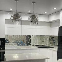 Мозаїка дзеркальна DecorStoneHub Zs-hex-ZS срібляста з сатином 304х303 мм шестигранник для колон