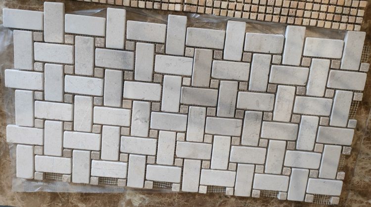 Мозаїка Vivacer N49 Beige Marble Mosaic Tumbled Basket Weave