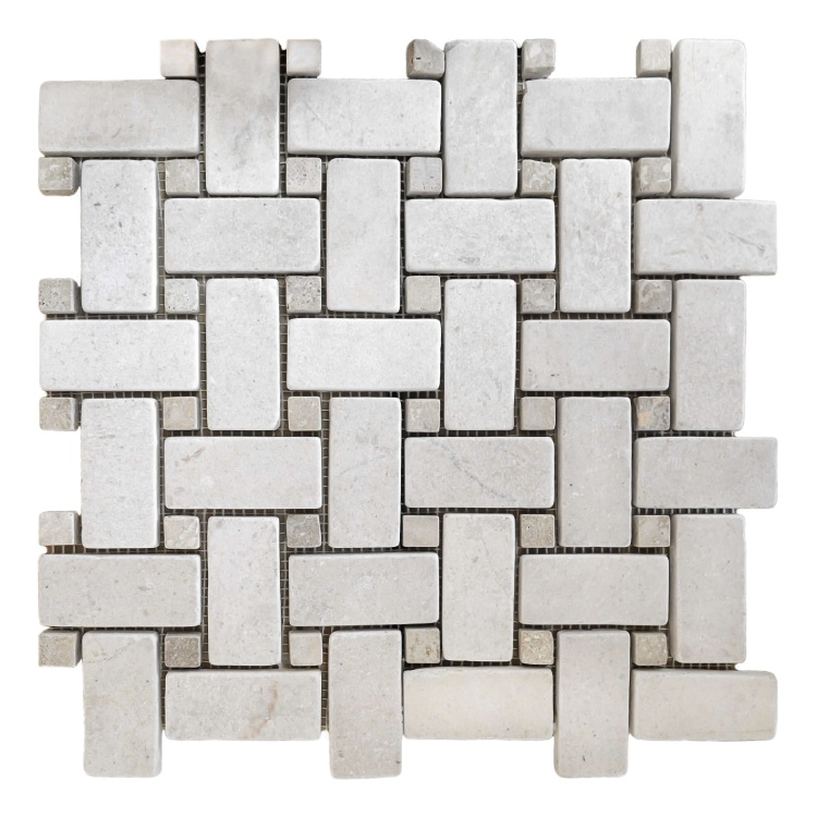 Мозаика Vivacer N49 Beige Marble Mosaic Tumbled Basket Weave