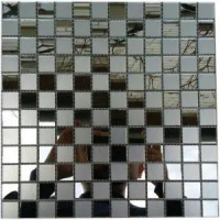 Мозаїка дзеркальна DecorStoneHub Zs-mix-SG графітова з сатином 330х330 мм шаховий малюнок для декору