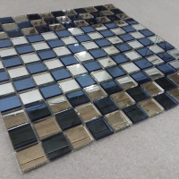 Мозаїка дзеркальна DecorStoneHub Zs-mix-ZG сріблясто-графітова 330х330 мм шаховий орнамент для клубу