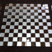 Мозаїка дзеркальна DecorStoneHub Zs-mix-ZS срібляста з сатином 330х330 мм шаховий візерунок на стіну