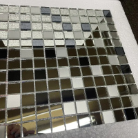 Мозаїка дзеркальна DecorStoneHub Zs-mix-ZSG сріблясто-графітовий мікс з сатином 304х304 мм для бару