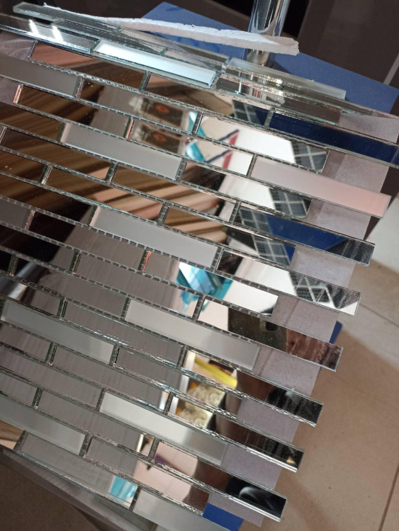 Мозаїка дзеркальна DecorStoneHub Zs-stik-ZS срібляста з сатином 338х320 мм стік для коридору та ніш